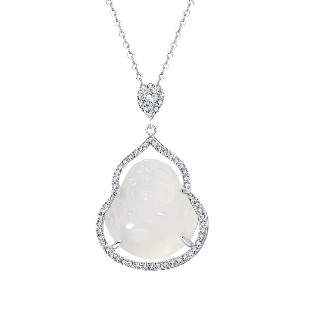 Kalung Giok Asli Natural Silver 925 Wanita | Crystal Jade Necklace Premium Anti Karat