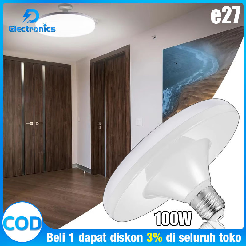 220V E27 Lampu LED Super Terang 20W 30W 40W 60W 100W UFO Lampu LED Lampu Meja Penerangan Putih Hanga