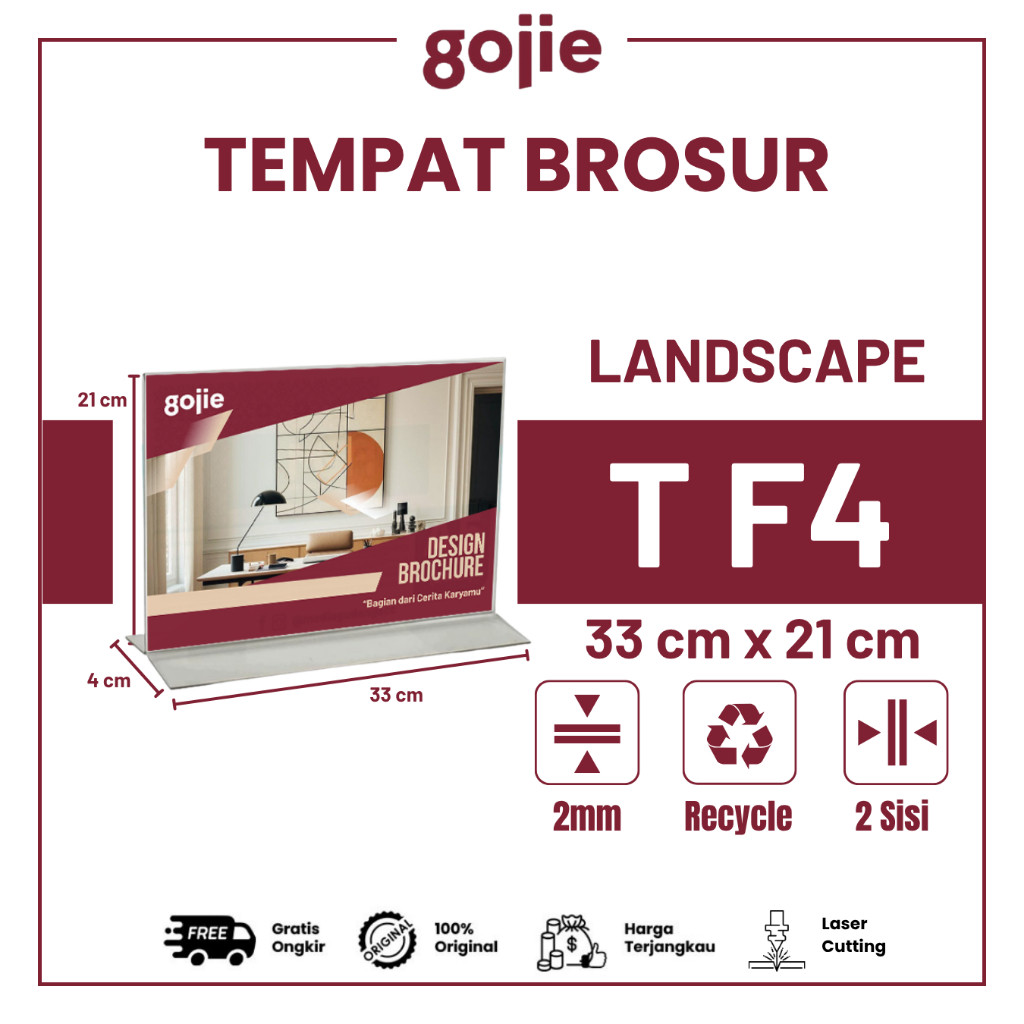 TEMPAT BROSUR AKRILIK | TENT CARD AKRILIK T F4 LANDSCAPE