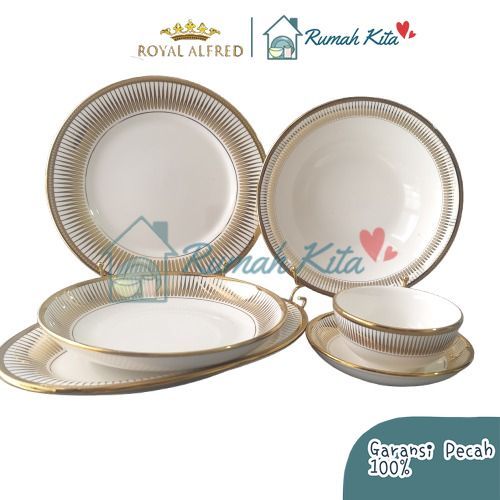 ROYAL ALFRED Piring Mangkok Keramik ARABELLA SERIES Piring Makan Bermotif EMAS Keramik Mewah Aesthet