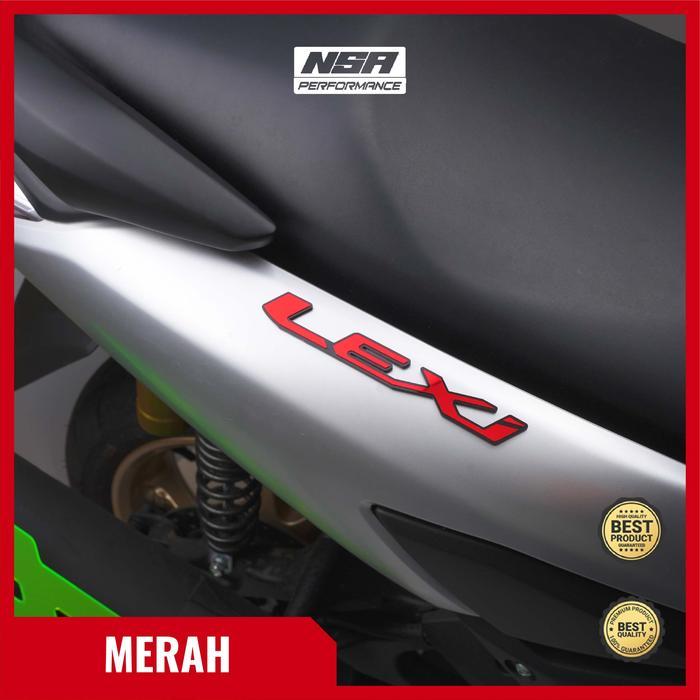 NSA 2 PCS EMBLEM LEXI STIKER LEXI EMBLEM MOTOR STIKER  LEXI LOGO 3D LEXI Motorcycle - MERAH