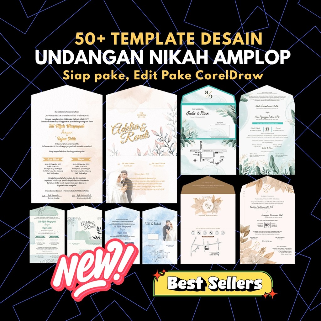 Template Undangan Pernikahan Amplop CDR Desain Rustic Kekinian