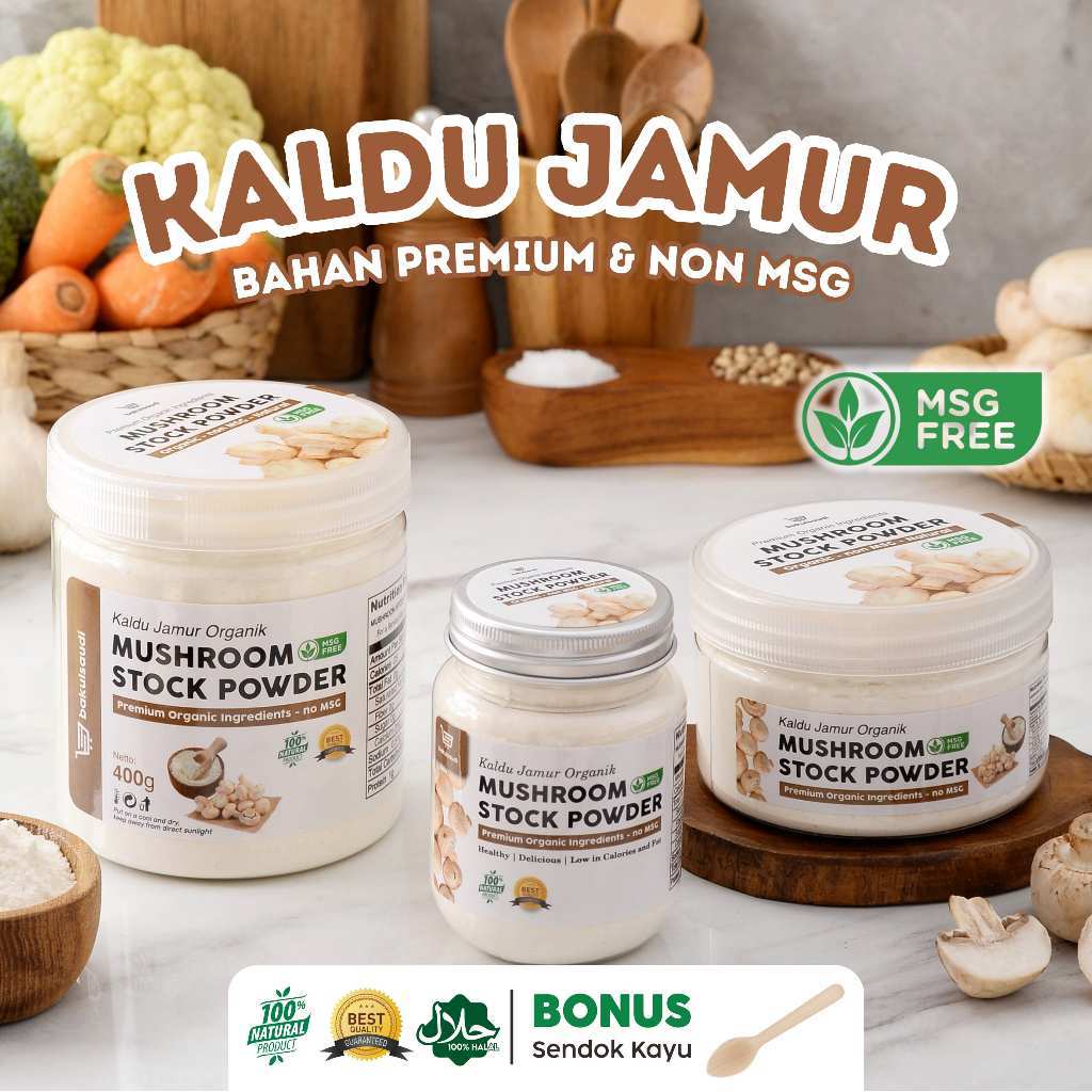 Organic Mushroom Stock Powder Non MSG / Kaldu Jamur Bubuk Non MSG Organik Bumbu Penyedap Asli Jamur