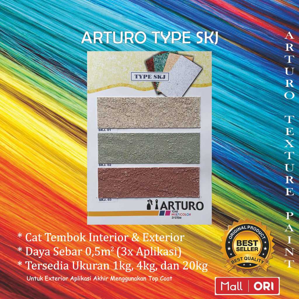 ARTURO Type SKJ Galon 4kg  Cat Texture Tone Tekstur Dinding Tembok Flakes Multicolor Kemasan Ukuran 