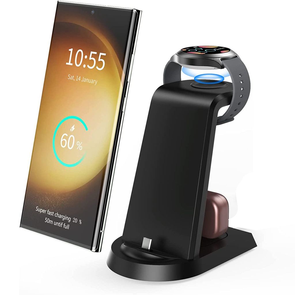 18W Super Fast 3 in 1 Charging Station for Samsung S25 S24 S23 Ultra S22 S20 S21 Wireless Charge Gal