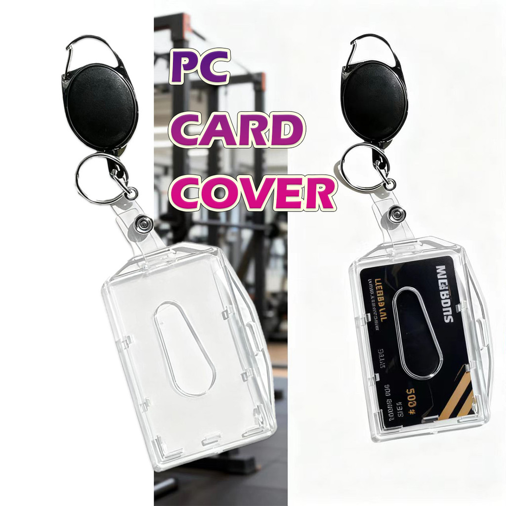 Card holder id card case Kartu ID PC 2 Sisi Transparan Pemegang ID Nama Tag Clear Card Gantungan
