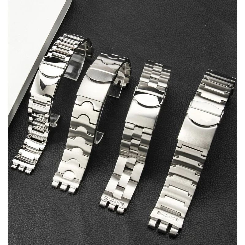 Rantai Jam Tangan Swatch Ironi Strap Tali Rantai Steinless Steel 17mm