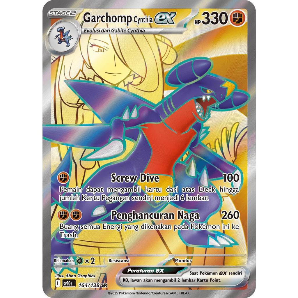 TCG Garchomp Cynthia EX SR 164/138 SV10s HOLO KARTU CARD POKEMON INDONESIA