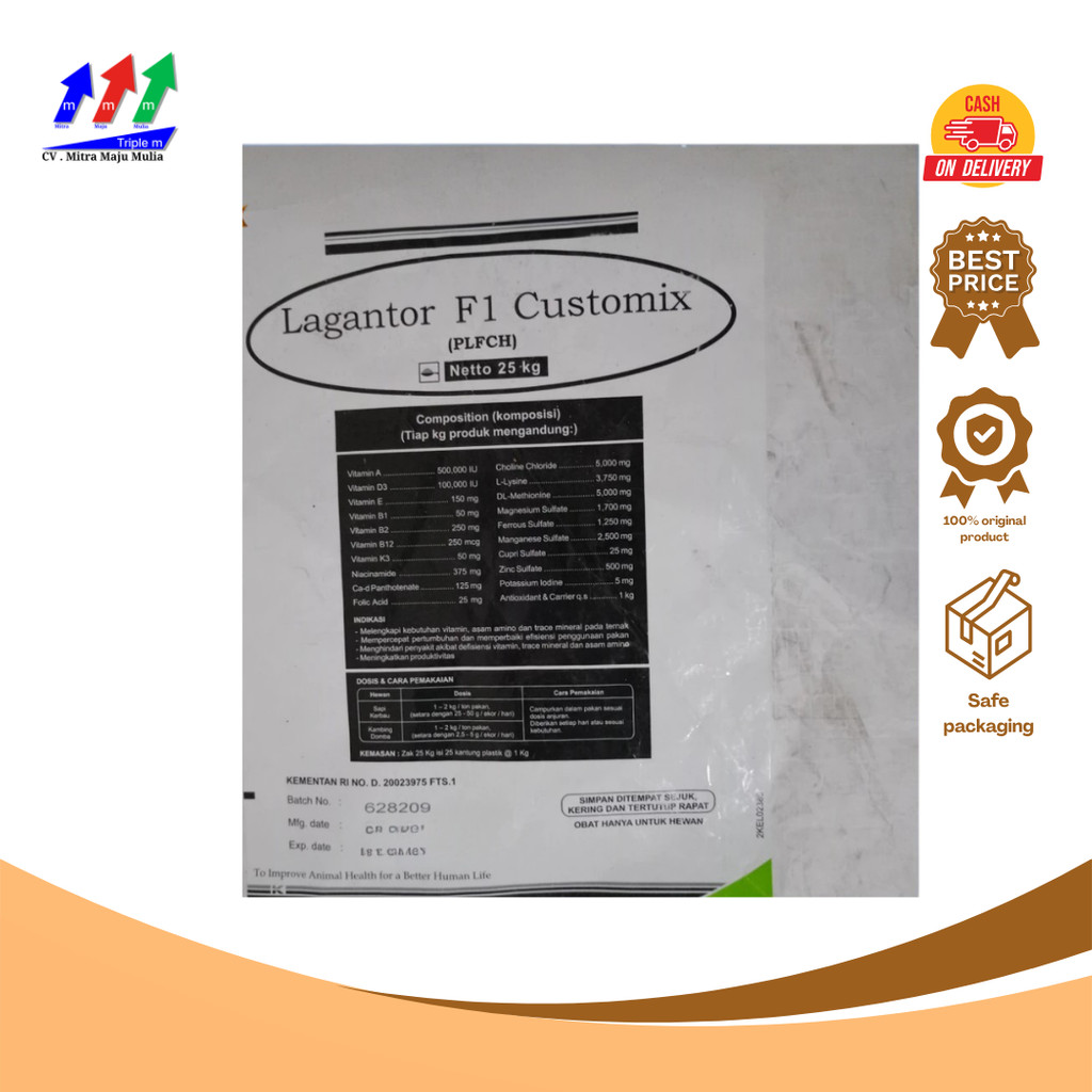 LAGANTOR F1 CUSTOMIX 25 Kg | LAGANTOR MILKU 25 Kg - Premix untuk Sapi Kambing TRIPLE M