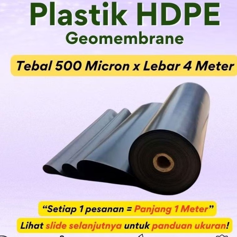 Plastik HDPE Geomembrane Tebal 500 Micron Dan 700 Micron Lebar 4 Meter