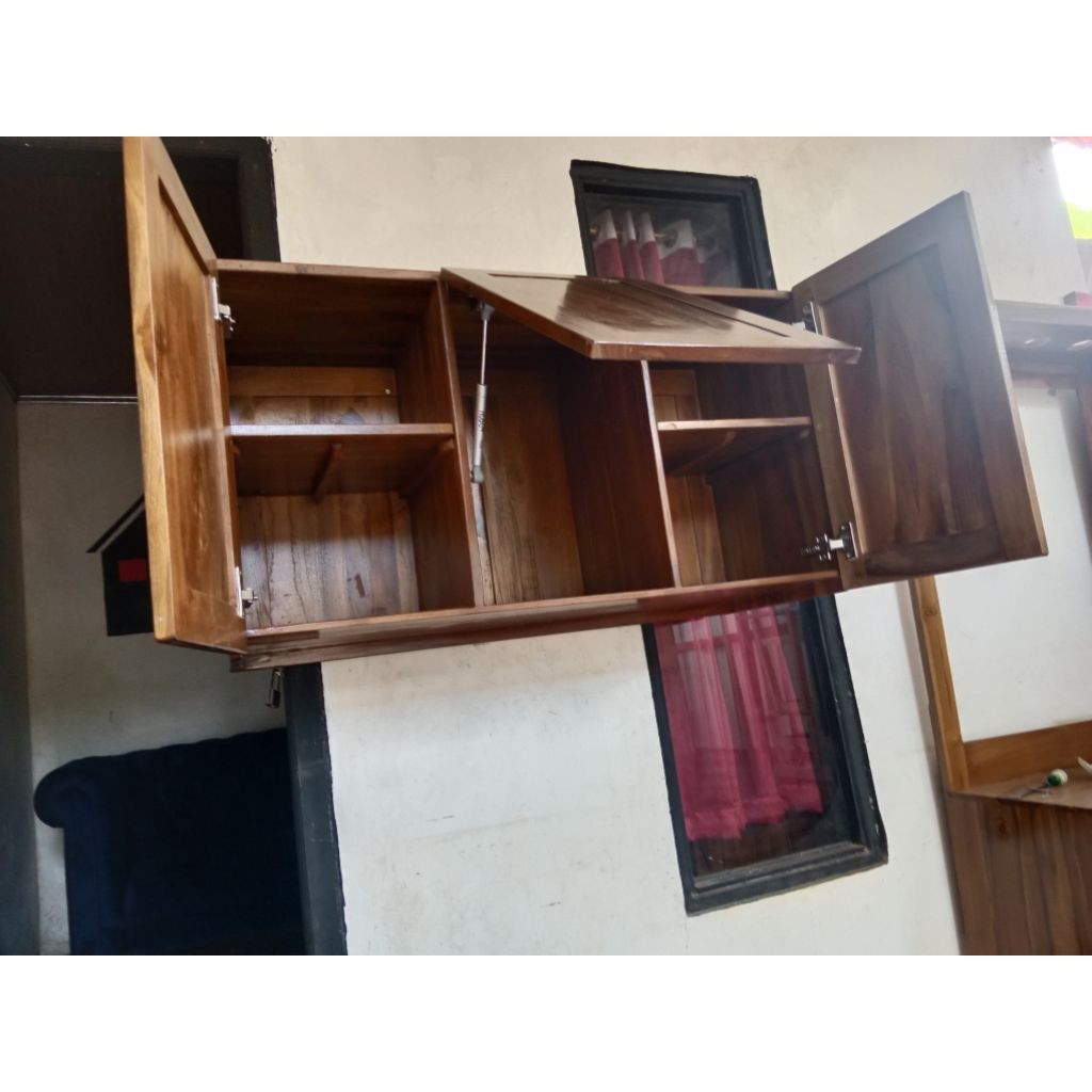 Kicen Set Lemari Gantung Kayu Jati 100X40X55