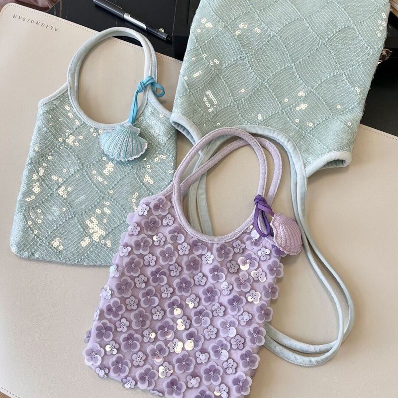 Tas jinjing renda beludru kristal, tas payet, tas wanita warna hijau mint yang unik.