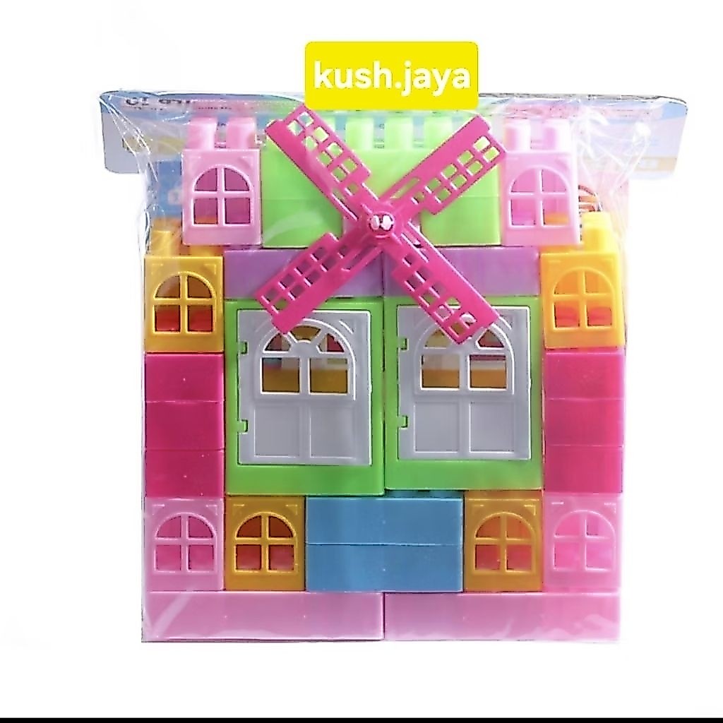 mainan anak edukasi block isi banyak bentuk rumah assembly LB10 dan LB 3