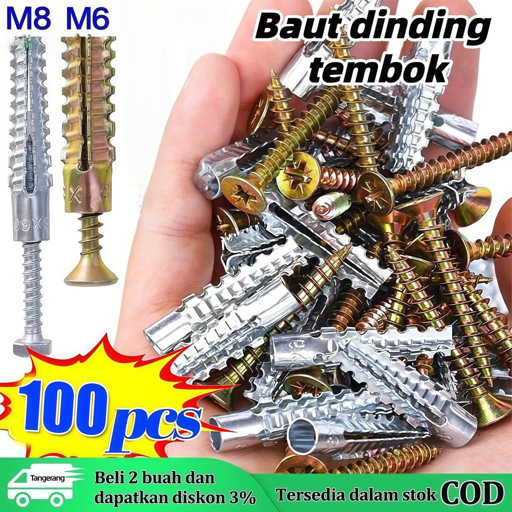 M6x30 Angkur Baut Tembok Wall Anchor/Baut DInding Tembok/Baut Untuk Tembok