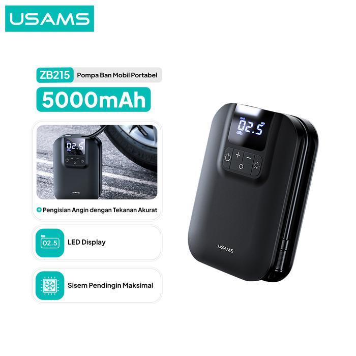 USAMS ZB215 Mini Car Air Pump Portable 5000mAh Pompa Angin Ban Mobil - Pompa ZB215