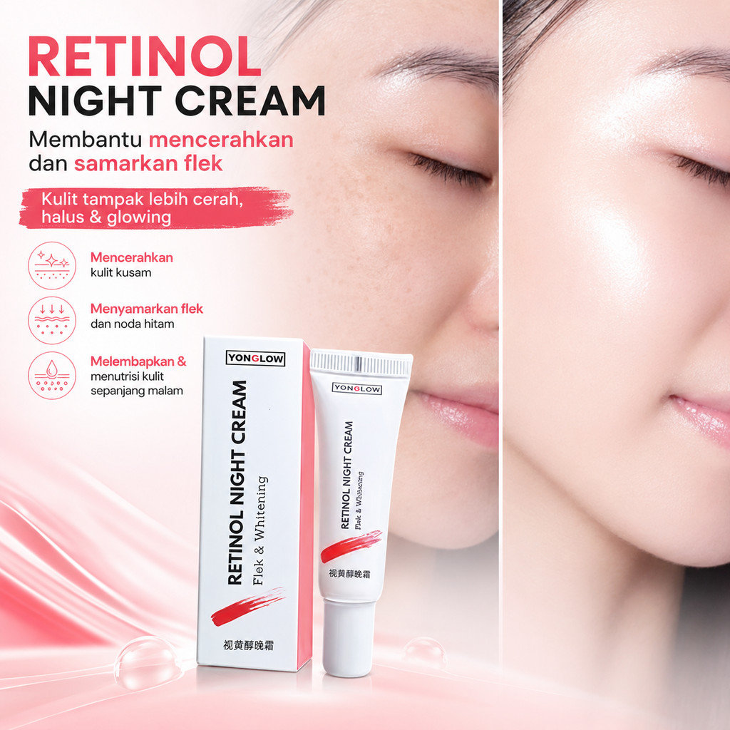 Salep Flek Cina BPOM Retinol Night Cream Yonglow Skincare Salep Penghilang Flek Melasma Bintik Hitam
