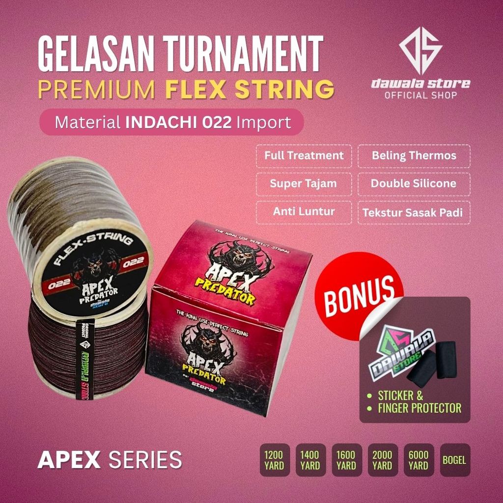 APEX PREDATOR Gelasan MOLOR BAHAN INDACHI IMPORT ORIGINAL 020/022 KLOS BOGEL 1500 YARD - IMPORT (Bah
