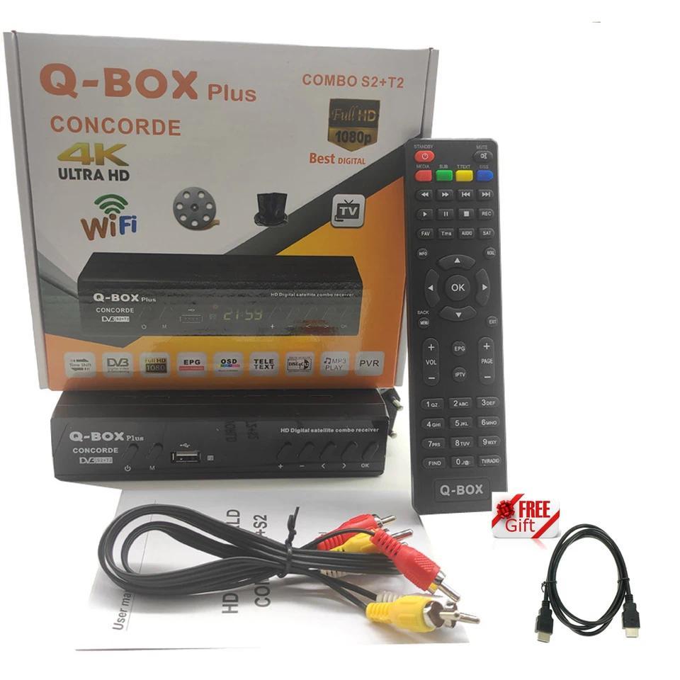 Combo 2 in 1 DVB T2 S2  Digital Tuner QBOX Satellite TV Receiver H264 TV Decoder 1080P Full HD PVR E