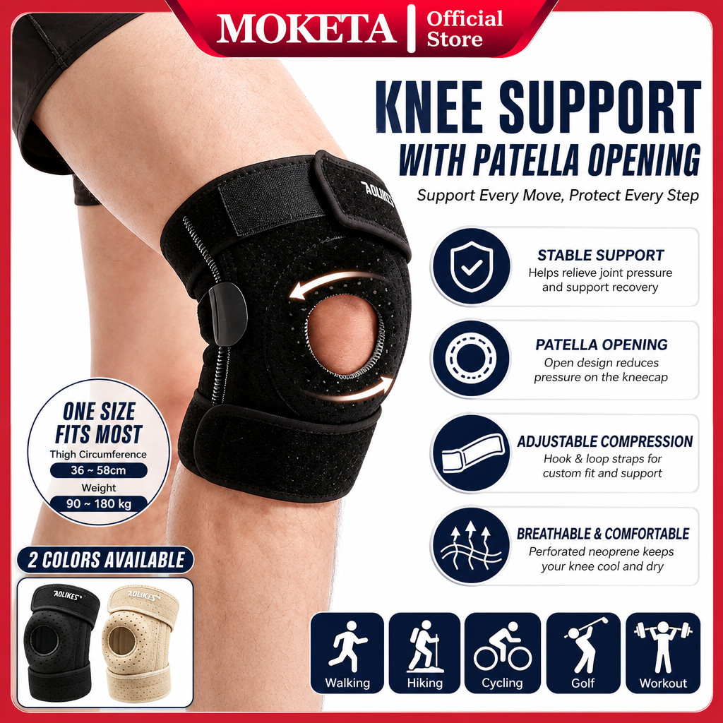AOLIKES 7096 Deker Lutut Knee Support Wrap Kompresi Elastis Pelindung Lutut Olahraga Terapi Cedera S