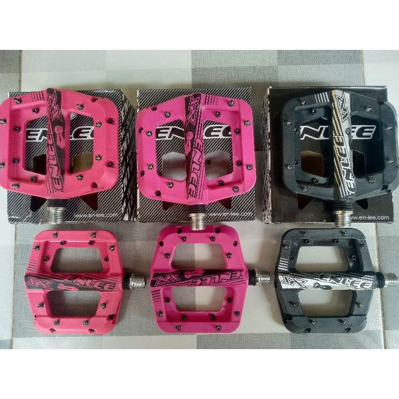 Foto Enlee Pedal flat Nylon fiber tapak lebar sudah seal bearing