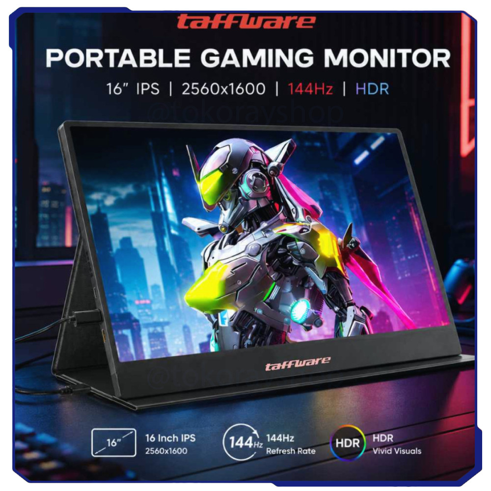 Portable Gaming Monitor 16 Inch IPS QHD 144Hz HDR USB Type C
