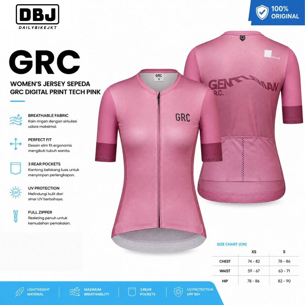 Jersey GRC Women's Jersey Digital Print Tech Pink Jersey Sepeda Wanita