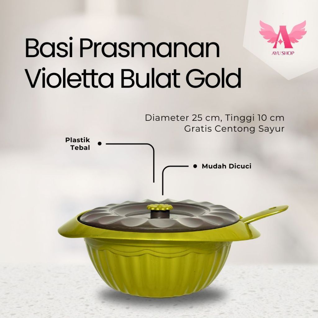 Basi Bulat  Oval Violetta Caramel Basi Prasmanan Tutup Plastik Food Grade