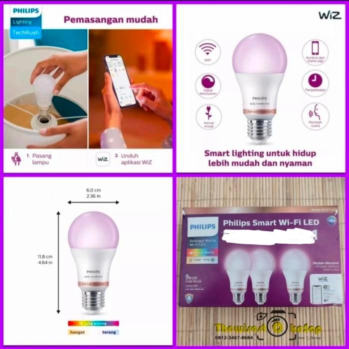 Philips Lampu Smart WiFi LED 9W Color Smart Bulb Lamp Wifi