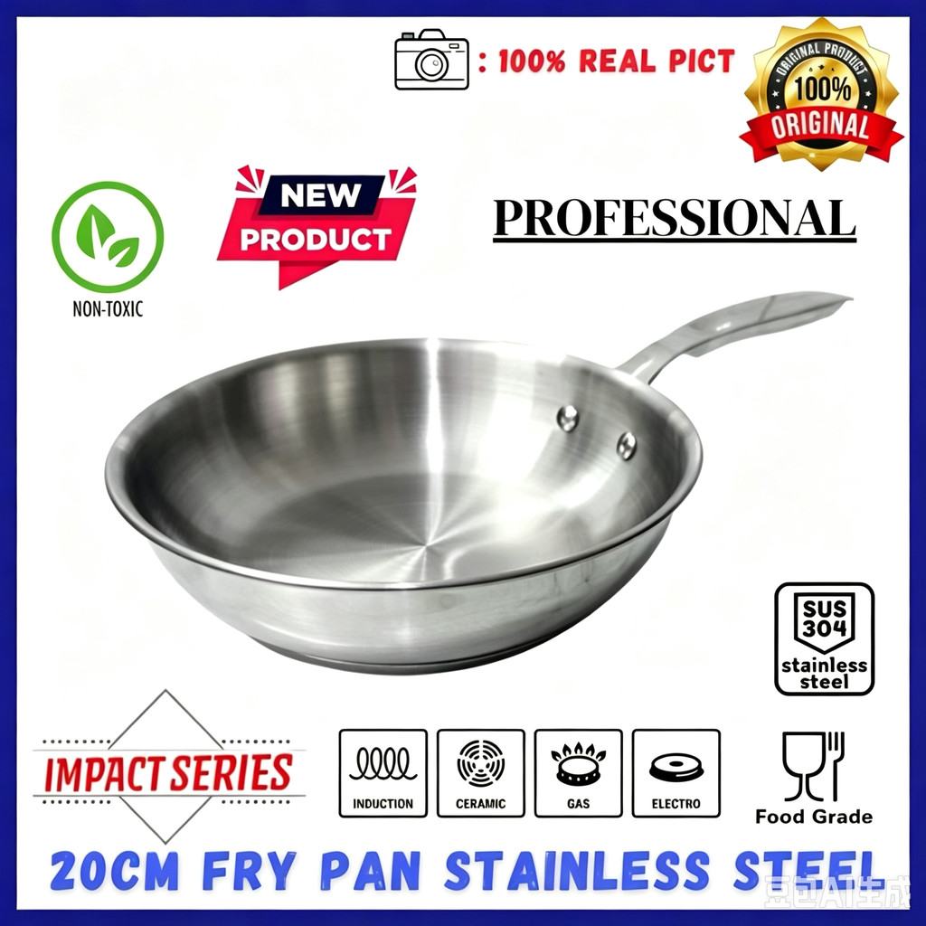 Deep FryPanWajanPenggorenganStainlessTebalImpactBottomFryPan304
