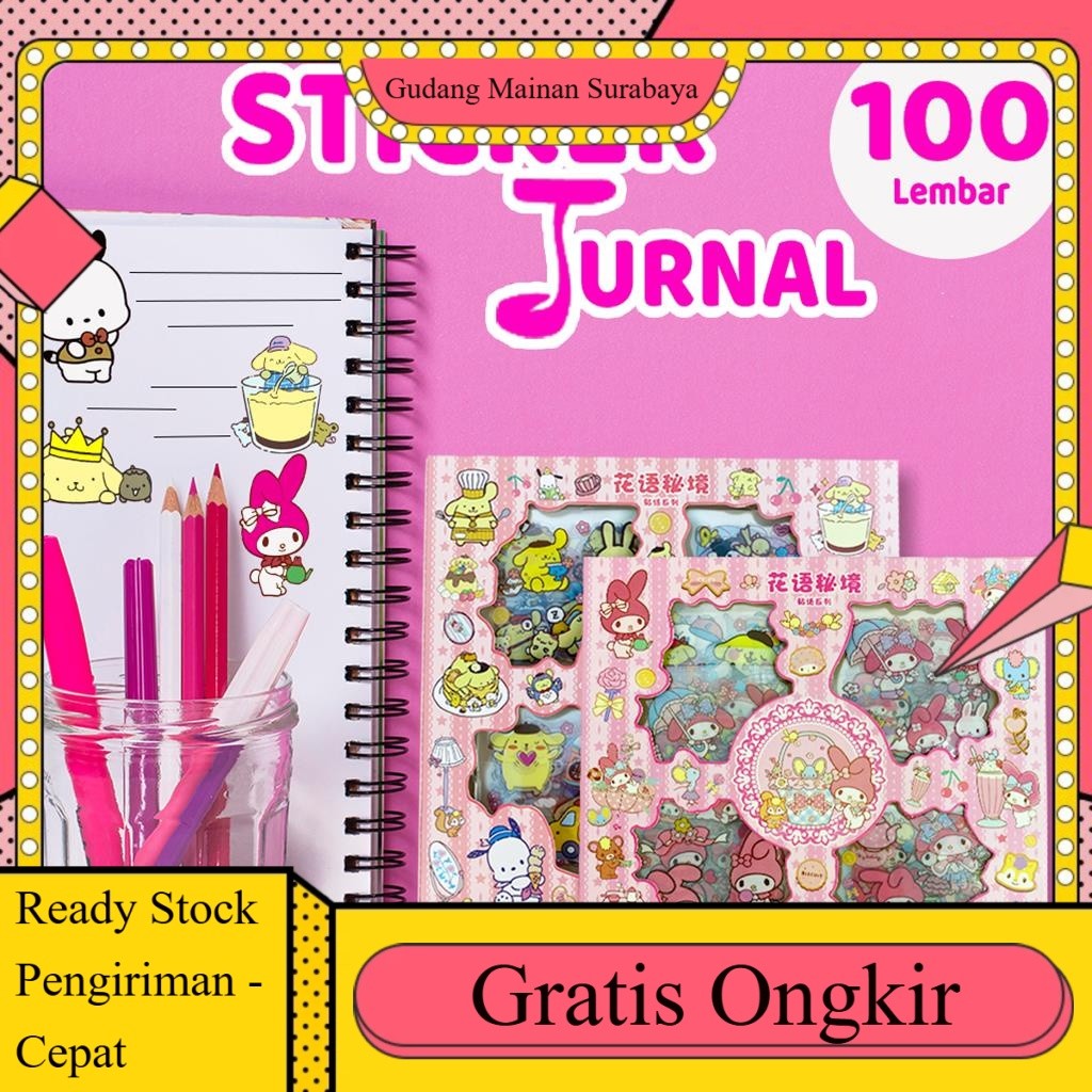Stiker Buku Anti Air Karakter 465 100 Lembar Jurnal Sanrio Lucu.