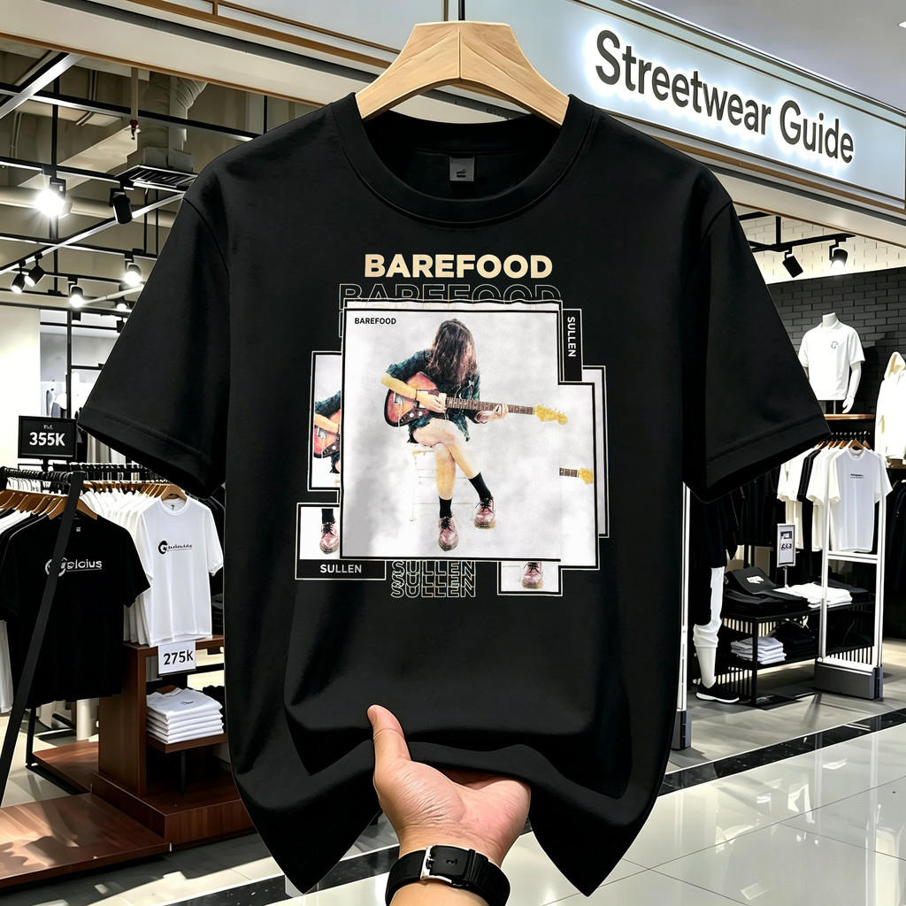 Kaos Band Barefood Sullen Unisex Desain Musik Alternatif Dengan Gambar Pemain Gitar, T-shirt Unisex 