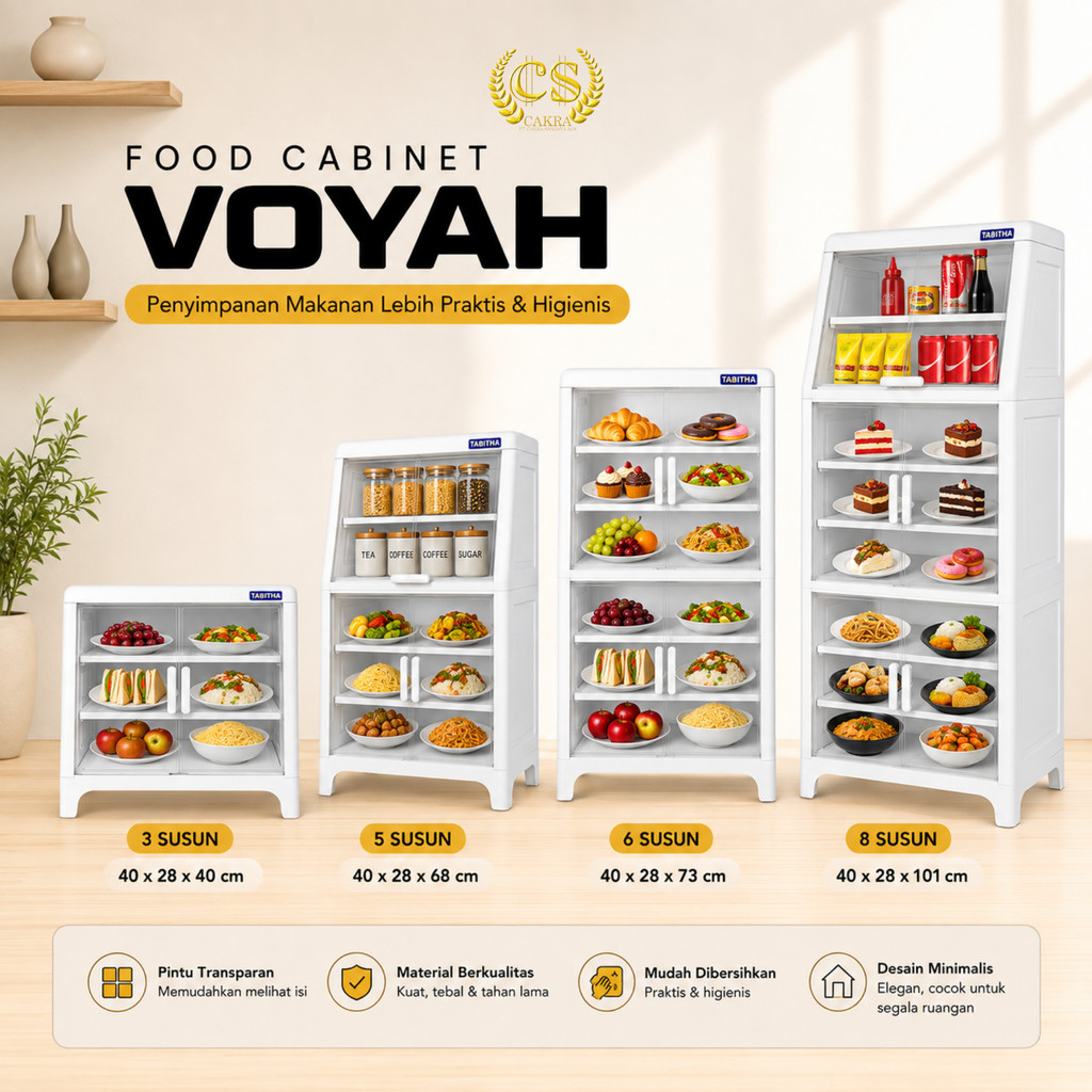 CS Lemari Makanan Tertutup Rak Display Makanan Food Storage Cabinet Anti Serangga Tabitha Voyah