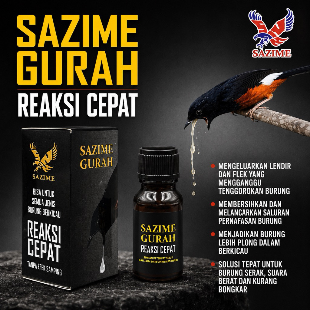 SAZIME Gurah Original Obat Burung Serak Murai Batu Kacer Untuk Suara Berat Dan Kurang Plong 1