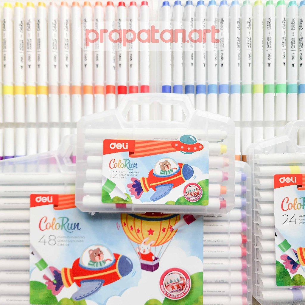 Deli Acrylic Marker Set 12-60 Warna C-189 | Spidol Akrilik