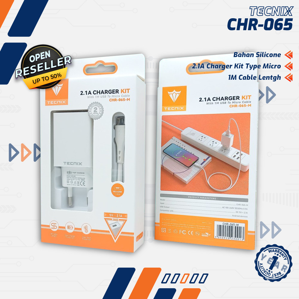 Tecnix CHR-065 Charger USB to Micro / USB to Type C With Cable