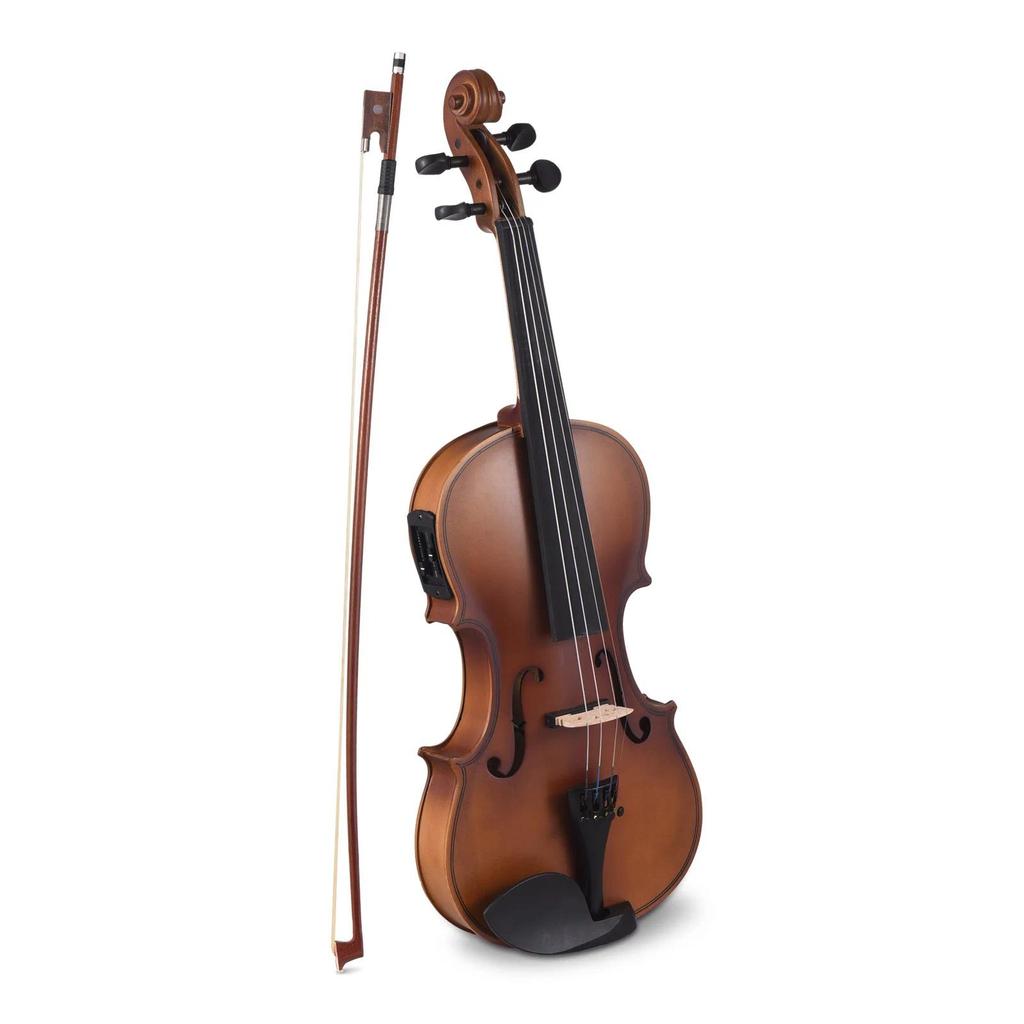 4/4 Electric Violin Solid Wood Violin Full Set with Shoulder Support Audio Cable Spare Strings Bow R