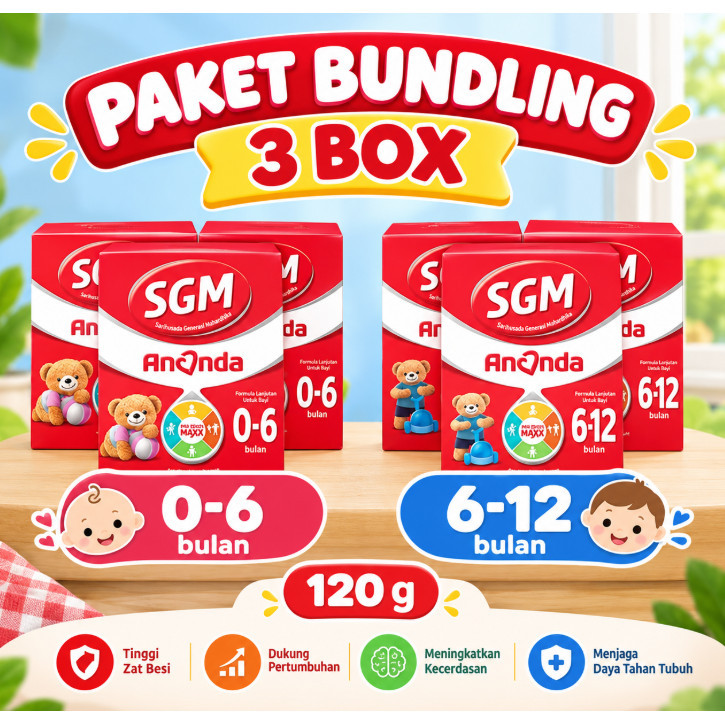 SGM Ananda Susu Bayi 120gr Paket 3 Box 0-6 Dan 6-12 Bulan