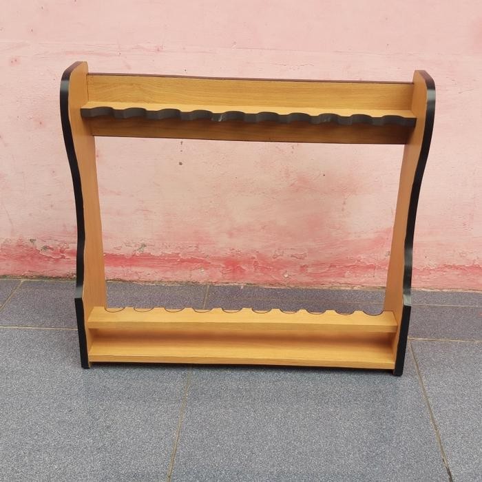 Rak Penyimpanan Joran Pancing Kayu Isi Lubang 3,4,5,6,7,8,10 Slot - Tahan Lama Dan Kokoh - Tegek Ree