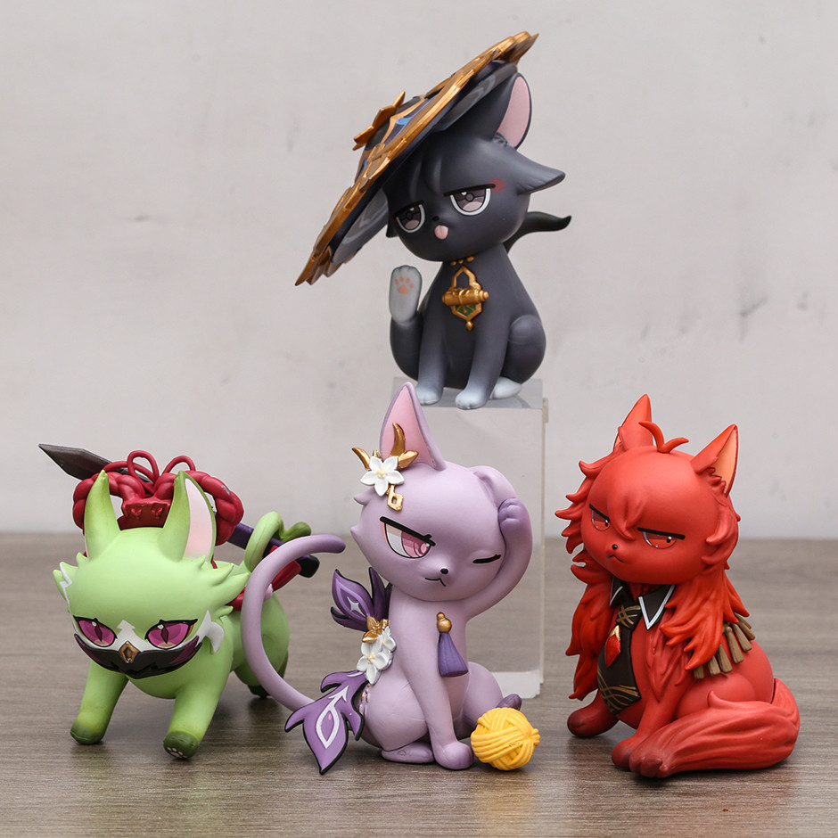 Genshin Impact Cat Ver Keqing Diluc Ragnvindr Wanderer Kuki Shinobu Kitten Form Q Figure PVC Model T