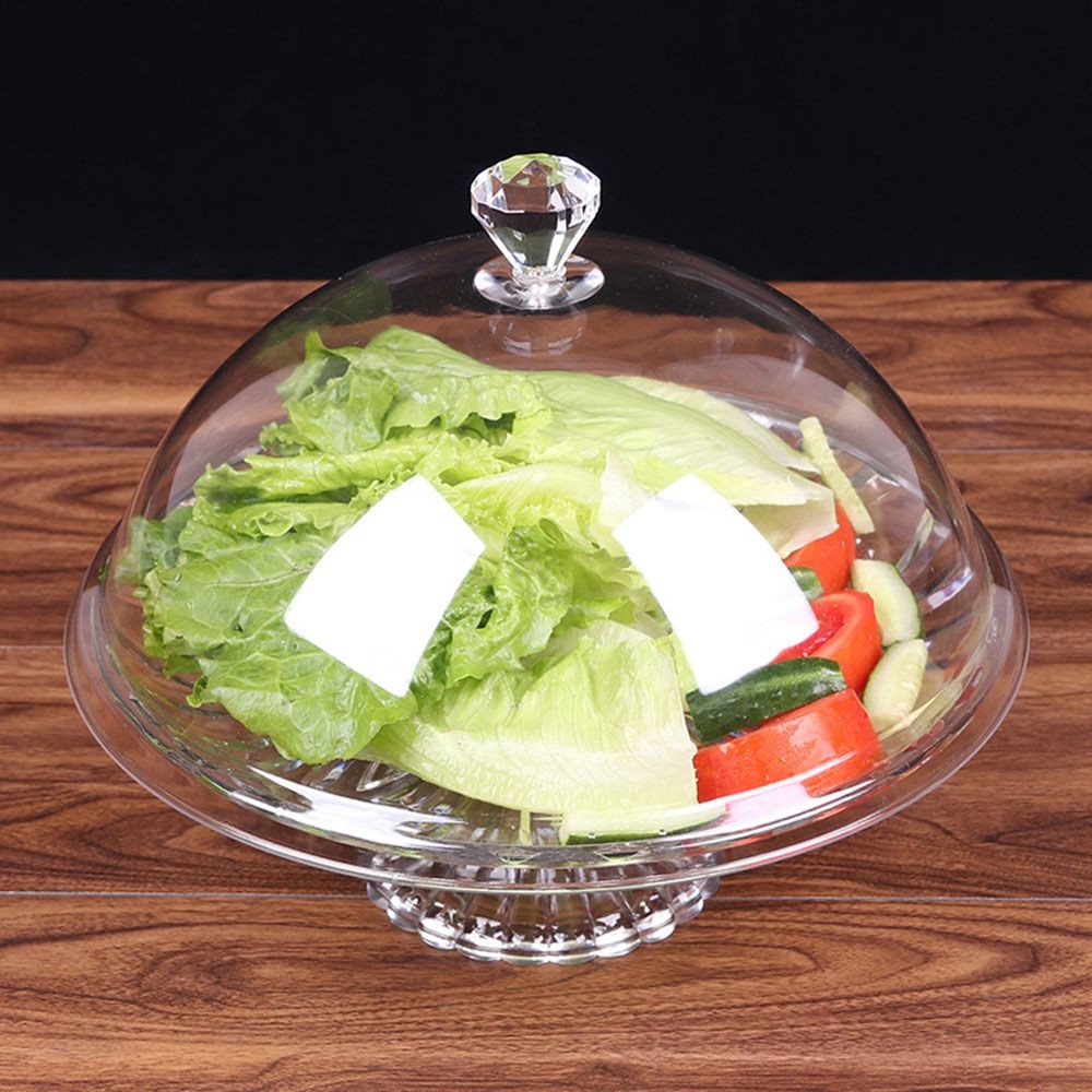 Plastic Round Dish Cover Cake Plate Bread Fruit Display Holder Acrylic Tempered Food Cover Dust Cove