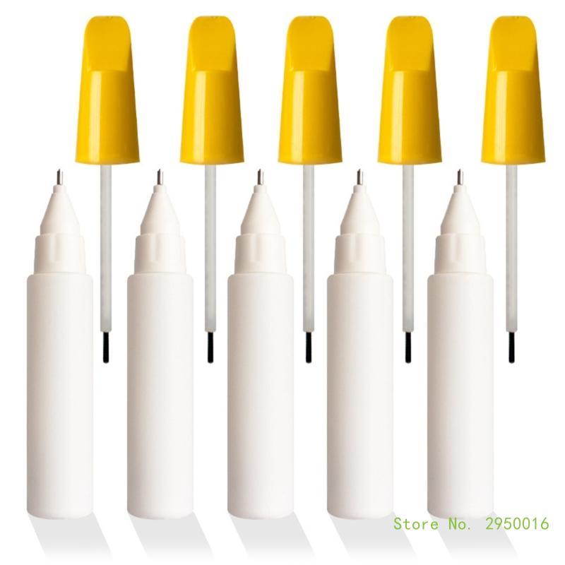 5Pcs Empty Marker Empty Car Paint Repair Pen with Brush Tip, Interangeable Empty Marker with Brush T
