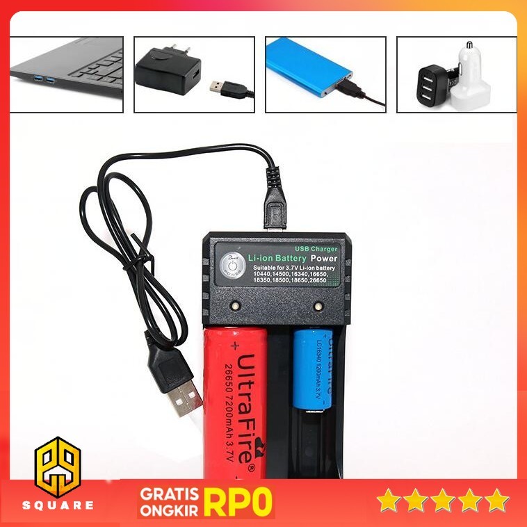 Bmax Charger Baterai 2 Slot 14500 18350 18650 18500 26650 Li-Ion LED - BH-042100-02U Original 99 Squ