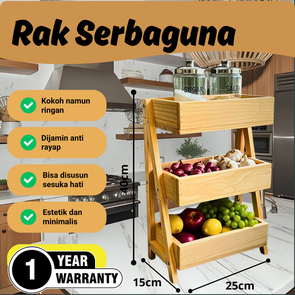 Rak bumbu dapur | rak serbaguna | rak portable | rak susun | rak susun 3 | rak kayu | rak estetik | 