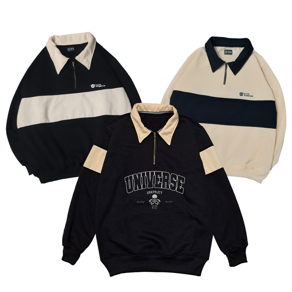 Jaket Sweater Rugby Sweater Vintage Rugby Jaket Rugby Wanita Sweater Crewneck Sweater Rugby Halfzip 