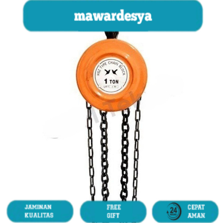 CHAIN BLOCK 1 TON (1TON X 3M DAN 1TON X 5M) / TAKEL KATROL KEREKAN KAPASITAS 1 TON