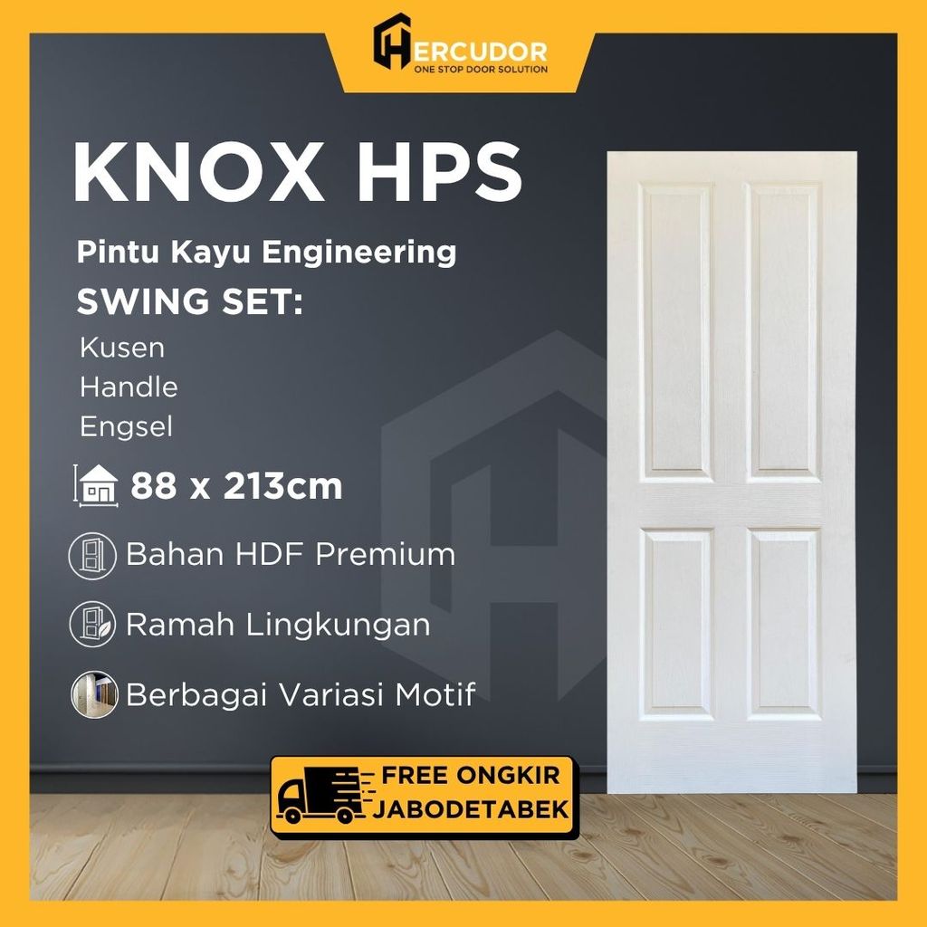 Pintu Kamar Tidur KNOX HPS Series 88,6x213,8 Kusen Aluminium SATU SET