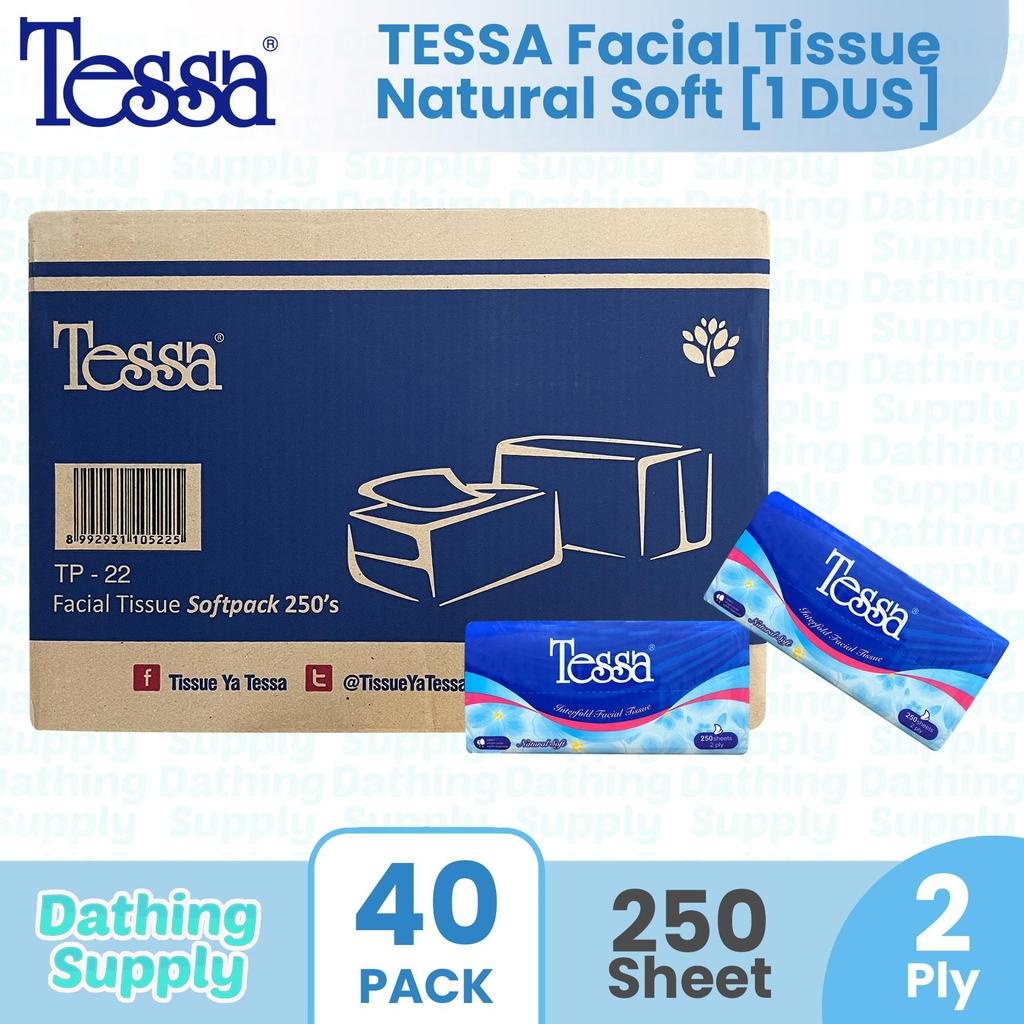GROSIR Tessa Facial Tissue Isi 250 Sheet - 2 Helai / 1 Dus Isi 40 Pack