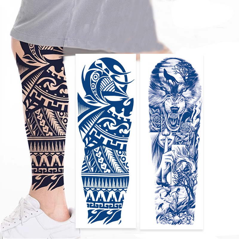 Tato Semi Permanent Fruit Juice Ink Tattoo Sticker Viral Lengan Penuh Temporary Tattoo Yakuza Style 