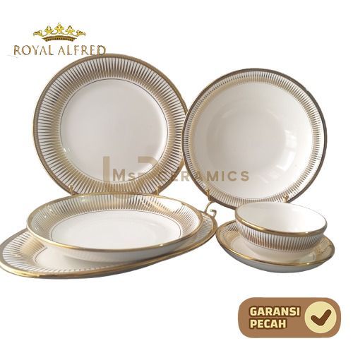 ROYAL ALFRED Piring Mangkok Keramik ARABELLA SERIES Piring Mangkok EMAS Keramik Bermotif Mewah Aesth