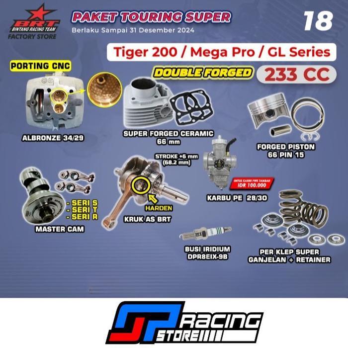 Paket Touring 18 Tiger BRT-Head-Block-Kruk AS-Karbu PE PWK-Per Klep